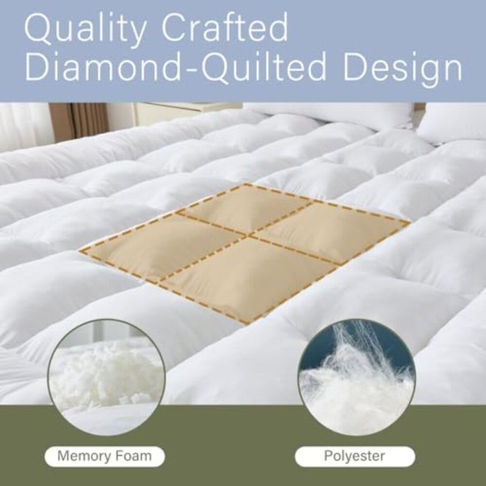 2 Inch Memory Foam Mattress Topper Twin for Back Pain, Extra Soft Pillow Top Mat - Picture 6 of 7